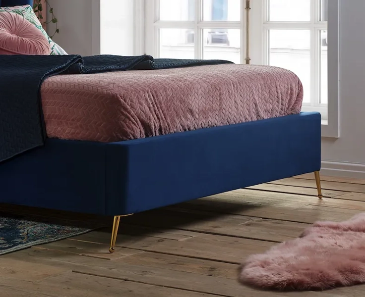 Como Blue Upholstered Ottoman Bed Frame